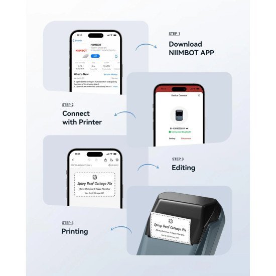 Niimbot Smart Θερμικός Εκτυπωτής Ετικετών B1, 203Dpi, Bluetooth, Μπλε Niimbot Smart Θερμικός Εκτυπωτής Ετικετών B1, 203Dpi, Bluetooth, Μπλε