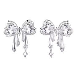 Bamoer Σκουλαρίκια Καρφωτά Bse1061 Με Κυβική Ζιρκόνια, Ασήμι 925, Ασημί