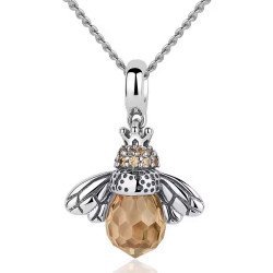 Bamoer Κολιέ Μέλισσα Scc035+Sca010-45 Με Κυβική Ζιρκόνια, Ασήμι 925, Ασημί