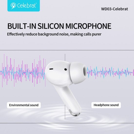 Celebrat Earphones Με Θήκη Φόρτισης Wd03, True Wireless, 13Mm, 30/300Mah, Μαύρα Celebrat Earphones Με Θήκη Φόρτισης Wd03, True Wireless, 13Mm, 30/300Mah, Μαύρα