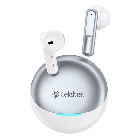 Celebrat Earphones Με Θήκη Φόρτισης W61, True Wireless, 13Mm, 25/200Mah, Λευκά Celebrat Earphones Με Θήκη Φόρτισης W61, True Wireless, 13Mm, 25/200Mah, Λευκά