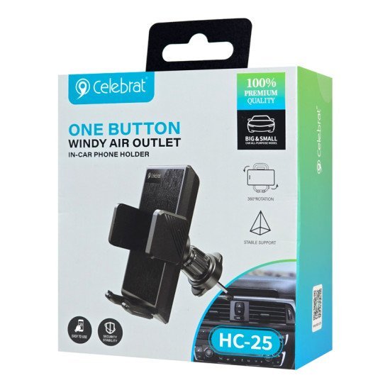 Celebrat Βάση Smartphone Αυτοκινήτου Hc-25 Για Αεραγωγούς, Μαύρη Celebrat Βάση Smartphone Αυτοκινήτου Hc-25 Για Αεραγωγούς, Μαύρη