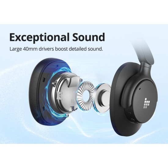 Tronsmart Headphones Sounfii Q20, Ασύρματα & Ενσύρματα, Anc, Φ40Mm, 500Mah, Μαύρα Tronsmart Headphones Sounfii Q20, Ασύρματα & Ενσύρματα, Anc, Φ40Mm, 500Mah, Μαύρα