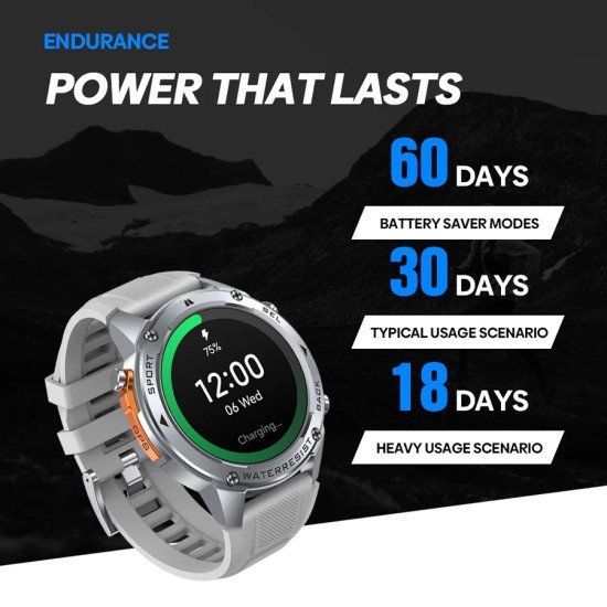 Zeblaze Smartwatch Stratos 2 Ultra, Heart Rate, 1.43" Amoled, Gps, Mil-Std-810H, Μαύρο