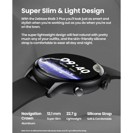 Zeblaze Smartwatch Btalk 3 Plus, Heart Rate, 1.39" Ips, Μαύρο