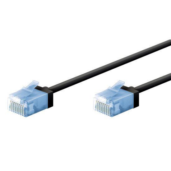 Goobay Καλώδιο Δικτύου 74230, Cat 6A U/Utp, Slim, Copper, 500Mhz, 0.15M, Μαύρο
