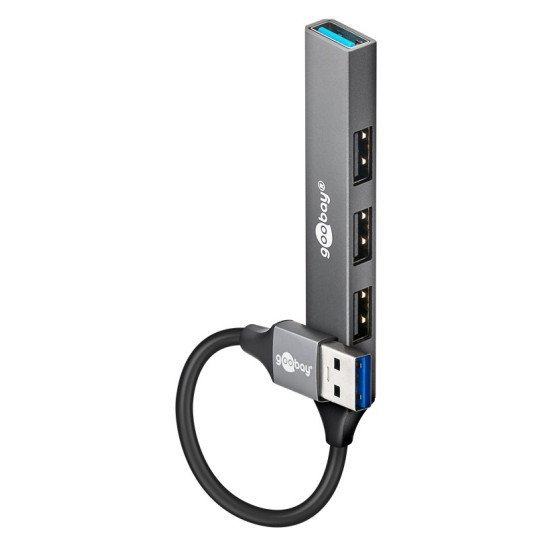 Goobay Usb Hub 74456, 4X Θυρών, Usb 3.2, 5Gbps, Usb Σύνδεση, Γκρι