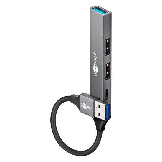 Goobay Usb Hub 74458, 4X Θυρών, Usb 3.2, 5Gbps, Usb Σύνδεση, Γκρι Goobay Usb Hub 74458, 4X Θυρών, Usb 3.2, 5Gbps, Usb Σύνδεση, Γκρι