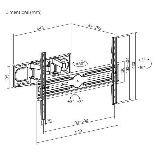 Powertech Επιτοίχια Βάση Pt-1389 Για Τηλεόραση 37-80", Full Motion, 40Kg Powertech Επιτοίχια Βάση Pt-1389 Για Τηλεόραση 37-80", Full Motion, 40Kg