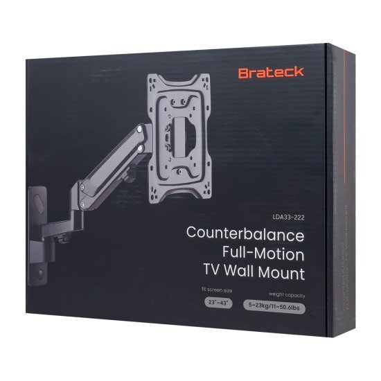 Brateck Επιτοίχια Βάση Lda33-222 Για Τηλεόραση 23-43" Έως 23Kg, Full Motion Brateck Επιτοίχια Βάση Lda33-222 Για Τηλεόραση 23-43" Έως 23Kg, Full Motion