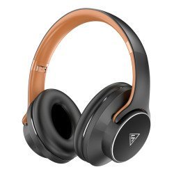 Doqaus Headphones Design 1, Ασύρματα & Ενσύρματα, Φ40Mm, 600Mah, Μαύρα/Καφέ