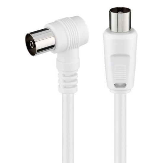Powertech Καλώδιο Κεραίας Rf Αρσενικό - Rf Θηλυκό Cab-V040, Γωνιακό, Λευκό, 1.5M