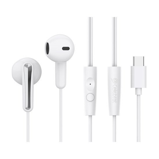 Celebrat Earphones Με Μικρόφωνο G37, Usb-C Σύνδεση, 14.2Mm, 1.2M, Λευκά Celebrat Earphones Με Μικρόφωνο G37, Usb-C Σύνδεση, 14.2Mm, 1.2M, Λευκά
