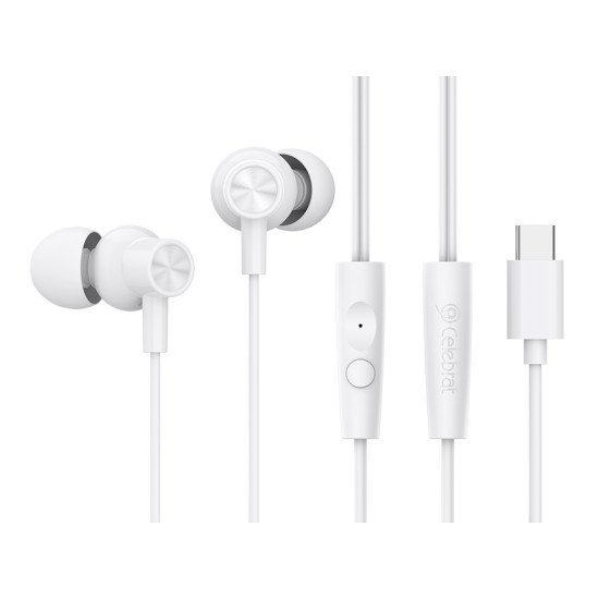 Celebrat Earphones Με Μικρόφωνο G38, Usb-C Σύνδεση, 10Mm, 1.2M, Λευκά Celebrat Earphones Με Μικρόφωνο G38, Usb-C Σύνδεση, 10Mm, 1.2M, Λευκά