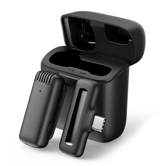 Apexel Ασύρματο Μικρόφωνο Apl-Mic007 Με Θήκη Φόρτισης, Usb-C, 2.4Ghz, Μαύρο Apexel Ασύρματο Μικρόφωνο Apl-Mic007 Με Θήκη Φόρτισης, Usb-C, 2.4Ghz, Μαύρο