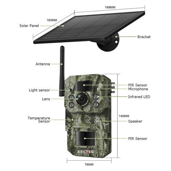Sectec Smart Ηλιακή Κάμερα Κυνηγού St-Hc809, 3Mp, 4G, Pir, Sd, Ip66 Sectec Smart Ηλιακή Κάμερα Κυνηγού St-Hc809, 3Mp, 4G, Pir, Sd, Ip66