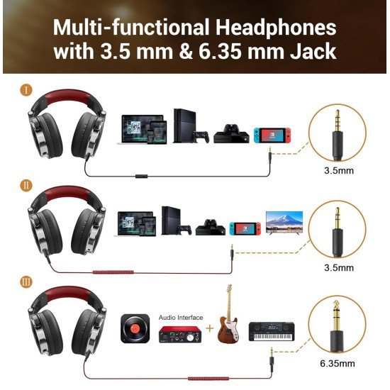 Oneodio Headset Studio Pro 10, 6.35Mm & 3.5Mm Σύνδεση, Hi-Res, 50Mm, Μαύρο/Κόκκινο Oneodio Headset Studio Pro 10, 6.35Mm & 3.5Mm Σύνδεση, Hi-Res, 50Mm, Μαύρο/Κόκκινο