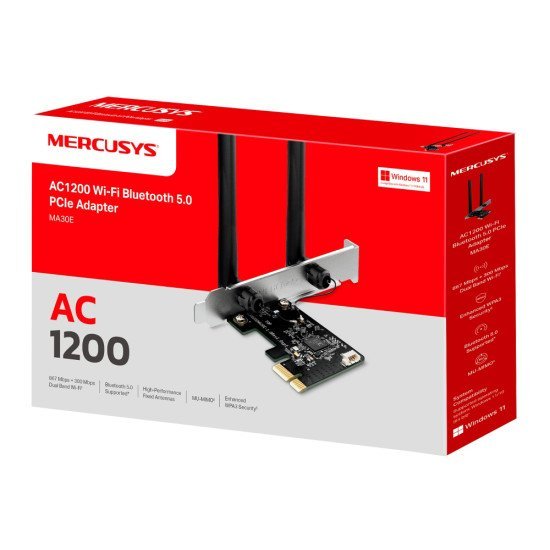 Mercusys Κάρτα Δικτύου Wifi & Bluetooth Ma30E, Ac1200, Pcie, Ver 1.0 Mercusys Κάρτα Δικτύου Wifi & Bluetooth Ma30E, Ac1200, Pcie, Ver 1.0