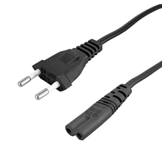 Powertech Καλώδιο Τροφοδοσίας Cab-P040, Copper, 2X 0.75Mm, 1.5M, Μαύρο