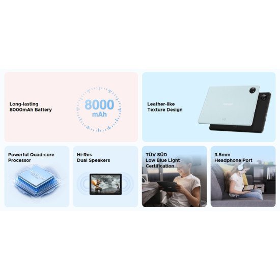 Doogee Tablet T10W Με Πληκτρολόγιο/Στύλο Αφής/Θήκη, 10.1", 4/128Gb, 4G, Android 14, 8000Mah, Μπλε