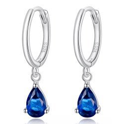 Bamoer Σκουλαρίκια Κρίκοι Sce1018-Bu Με Κυβική Ζιρκόνια, Ασήμι 925, Μπλε