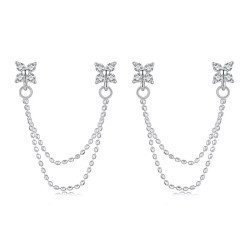 Bamoer Σκουλαρίκια Καρφωτά Bse1106 Με Κυβική Ζιρκόνια, Ασήμι 925, Ασήμι