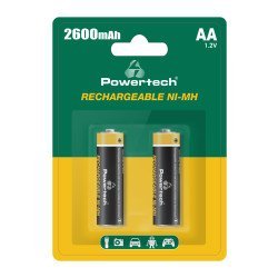 Powertech Επαναφορτιζόμενες Μπαταρίες Ni-Mh Pt-1404, Aa, 2600Mah, 1.2V, 2Τμχ Powertech Επαναφορτιζόμενες Μπαταρίες Ni-Mh Pt-1404, Aa, 2600Mah, 1.2V, 2Τμχ
