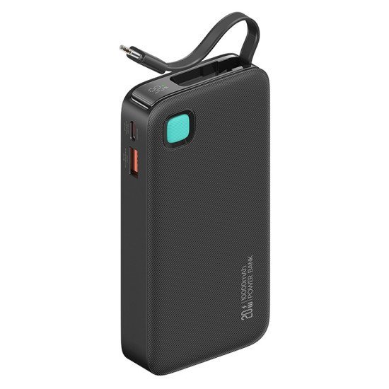 Usams Power Bank Cd224 Με Καλώδιο Usb-C, 2X Θύρες Εξόδου, 10000Mah, 20W, Μαύρο Usams Power Bank Cd224 Με Καλώδιο Usb-C, 2X Θύρες Εξόδου, 10000Mah, 20W, Μαύρο