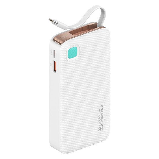 Usams Power Bank Cd224 Με Καλώδιο Usb-C, 2X Θύρες Εξόδου, 10000Mah, 20W, Λευκό Usams Power Bank Cd224 Με Καλώδιο Usb-C, 2X Θύρες Εξόδου, 10000Mah, 20W, Λευκό