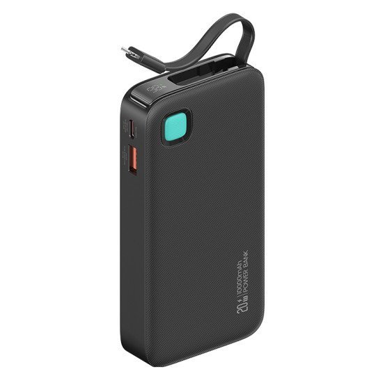 Usams Power Bank Cd225 Με Καλώδιο Lightning, 2X Θύρες Εξόδου, 10000Mah, 20W, Μαύρο Usams Power Bank Cd225 Με Καλώδιο Lightning, 2X Θύρες Εξόδου, 10000Mah, 20W, Μαύρο