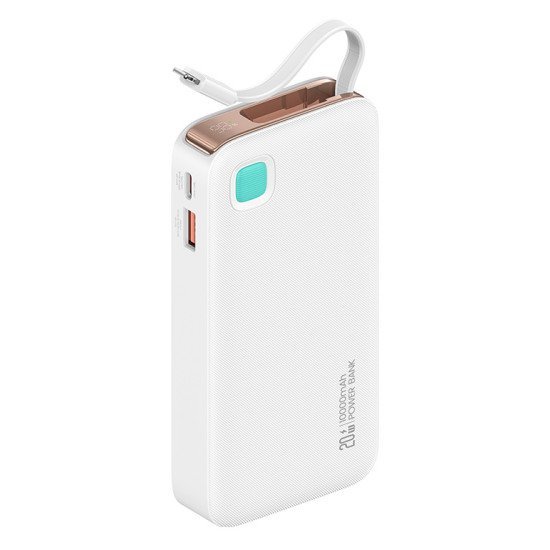 Usams Power Bank Cd225 Με Καλώδιο Lightning, 2X Θύρες Εξόδου, 10000Mah, 20W, Λευκό Usams Power Bank Cd225 Με Καλώδιο Lightning, 2X Θύρες Εξόδου, 10000Mah, 20W, Λευκό