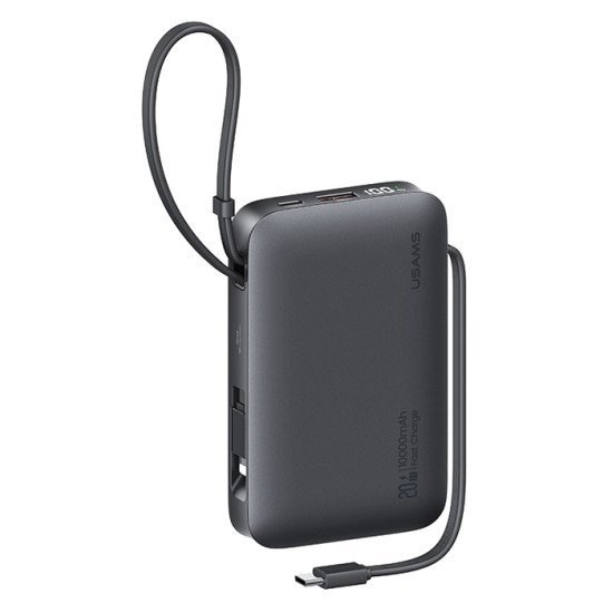 Usams Power Bank Cd228 Με 2X Καλώδια, 2X Θύρες Εξόδου, 10000Mah, 20W, Γκρι Usams Power Bank Cd228 Με 2X Καλώδια, 2X Θύρες Εξόδου, 10000Mah, 20W, Γκρι