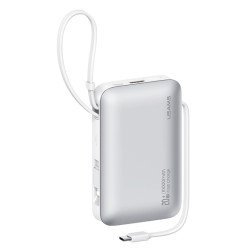 Usams Power Bank Cd228 Με 2X Καλώδια, 2X Θύρες Εξόδου, 10000Mah, 20W, Ασημί