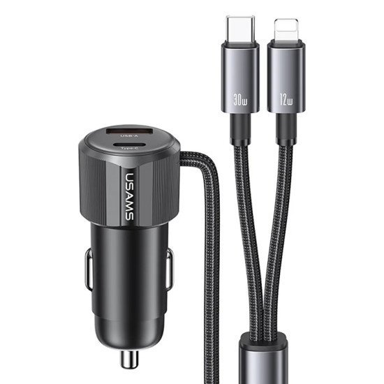 Usams Φορτιστής Αυτοκινήτου Cc287 Με 2 Σε 1 Καλώδιο, Usb/Usb-C Θύρες, 66W, Μαύρος Usams Φορτιστής Αυτοκινήτου Cc287 Με 2 Σε 1 Καλώδιο, Usb/Usb-C Θύρες, 66W, Μαύρος