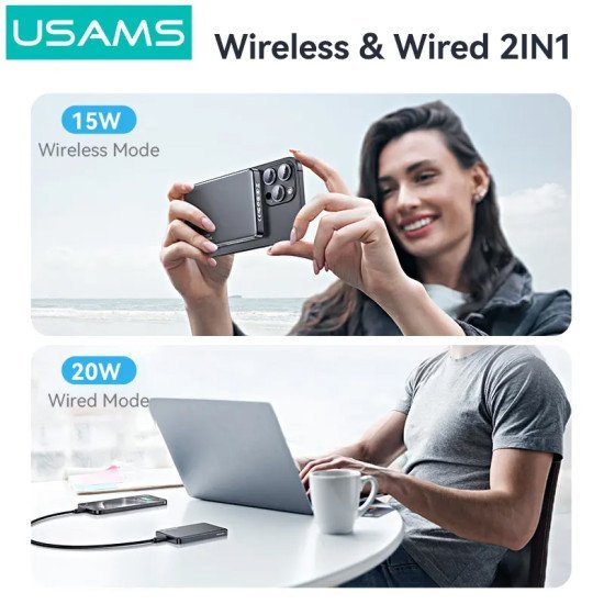 Usams Power Bank Cd242, Magnetic Wireless, Usb-C Έξοδος, 10000Mah, 20W, Γκρι Usams Power Bank Cd242, Magnetic Wireless, Usb-C Έξοδος, 10000Mah, 20W, Γκρι