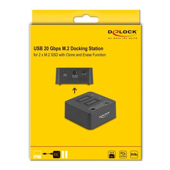 Delock Docking Station Για M.2 Nvme Ssd 64300, 2 Θέσεων, 20Gbps, Clone/Erase Function, Μαύρο Delock Docking Station Για M.2 Nvme Ssd 64300, 2 Θέσεων, 20Gbps, Clone/Erase Function, Μαύρο