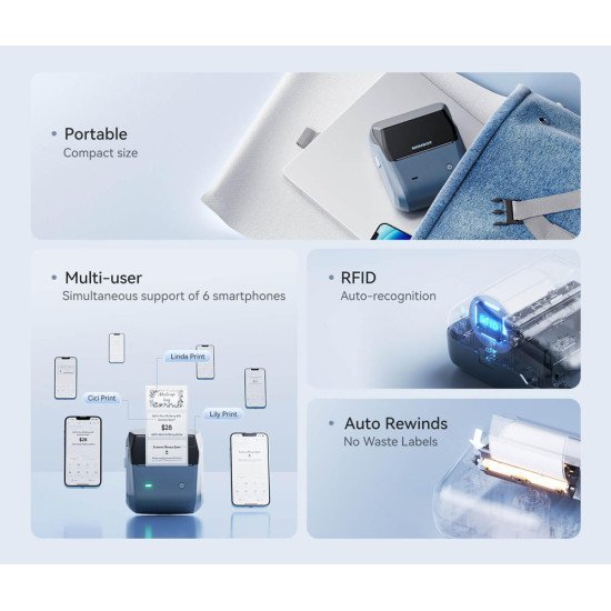 Niimbot Smart Θερμικός Εκτυπωτής Ετικετών B31, 203Dpi, Bluetooth, Μπλε Niimbot Smart Θερμικός Εκτυπωτής Ετικετών B31, 203Dpi, Bluetooth, Μπλε