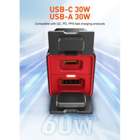 Ldnio Φορτιστής Μοτοσυκλέτας C108 Με Καλώδιο, Usb/Usb-C, 60W, Μαύρος Ldnio Φορτιστής Μοτοσυκλέτας C108 Με Καλώδιο, Usb/Usb-C, 60W, Μαύρος