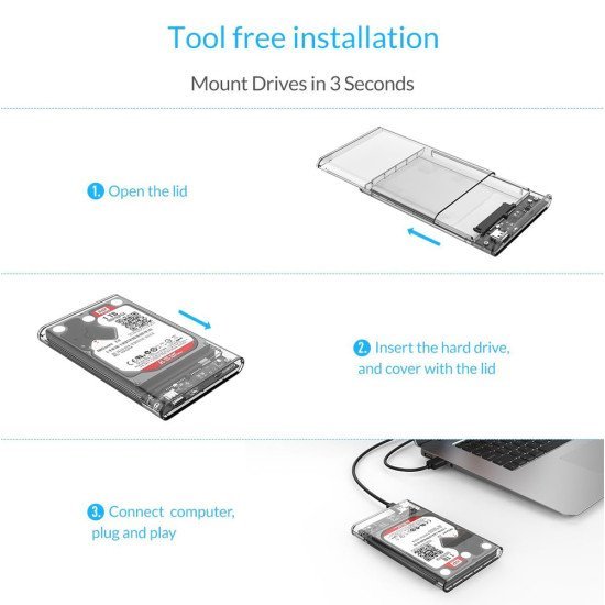 Orico Θήκη Για 2.5" Sata Hdd/Ssd 2139C3, 5Gbps, Διάφανη Orico Θήκη Για 2.5" Sata Hdd/Ssd 2139C3, 5Gbps, Διάφανη