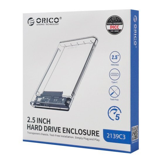 Orico Θήκη Για 2.5" Sata Hdd/Ssd 2139C3, 5Gbps, Διάφανη Orico Θήκη Για 2.5" Sata Hdd/Ssd 2139C3, 5Gbps, Διάφανη