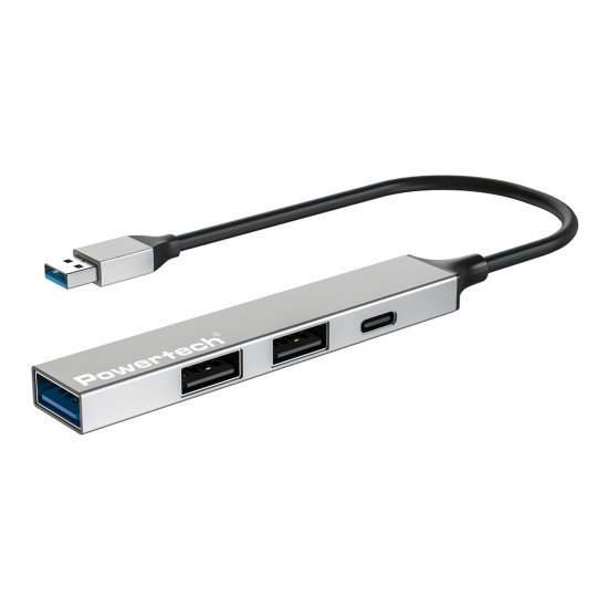 Powertech Usb Hub Pt-1413, 4X Θυρών, Usb 3.2, 5Gbps, Usb Σύνδεση, Γκρι