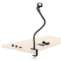 Prizmora Βάση Γραφείου Για Μικρόφωνο/Smartphone As11 Με Εύκαμπτο Βραχίονα, Μαύρη