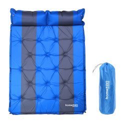 Home Use Αυτοφούσκωτο Στρώμα Huh-0238 Με Μαξιλάρι, Διπλό, 192X132X3Cm, Μπλε/Γκρι