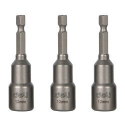 Deli Σετ Καρυδάκια Dl4810T Για Δραπανοκατσάβιδο, Μαγνητικά, 12Mm, Εξάγωνα, 3Τμχ