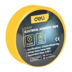 Deli Μονωτική Ταινία Υψηλής Αντοχής Dl5263, 18Mm X 9.15M, Κίτρινη Deli Μονωτική Ταινία Υψηλής Αντοχής Dl5263, 18Mm X 9.15M, Κίτρινη