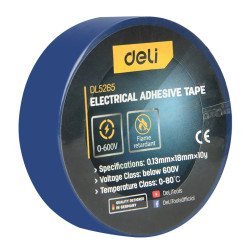 Deli Μονωτική Ταινία Υψηλής Αντοχής Dl5265, 18Mm X 9.15M, Μπλε Deli Μονωτική Ταινία Υψηλής Αντοχής Dl5265, 18Mm X 9.15M, Μπλε