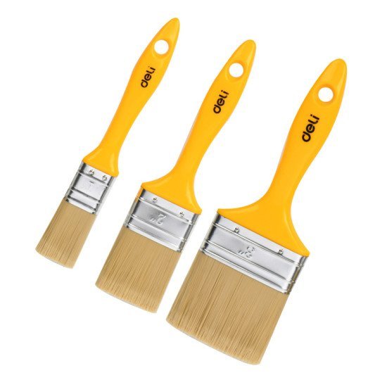 Deli Σετ Πινέλα Βαφής Dl509157 Με Συνθετικές Τρίχες, Πλαστική Λαβή, 25/50/75Mm, 3Τμχ