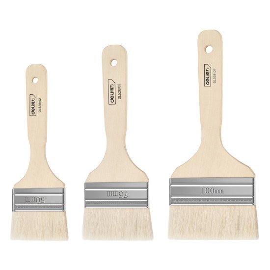 Deli Σετ Πινέλα Βαφής Dl528101 Με Φυσικές Τρίχες, Ξύλινη Λαβή, 50/75/100Mm, 3Τμχ