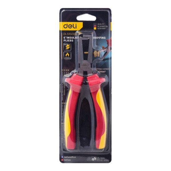 Deli Απογυμνωτής Καλωδίων Ηλεκτρολόγου Dl515006, Αντιολισθητικές Λαβές, Ρυθμιζόμενος, Vde 1000V, 160Mm