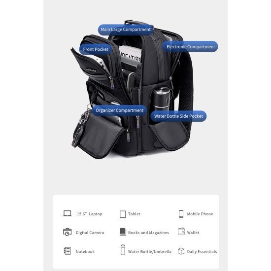 Arctic Hunter Τσάντα Πλάτης B00492-1 Με Θήκη Laptop 15.6", 22L, Μαύρη Arctic Hunter Τσάντα Πλάτης B00492-1 Με Θήκη Laptop 15.6", 22L, Μαύρη
